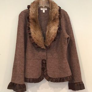 Fur collar wool jacket